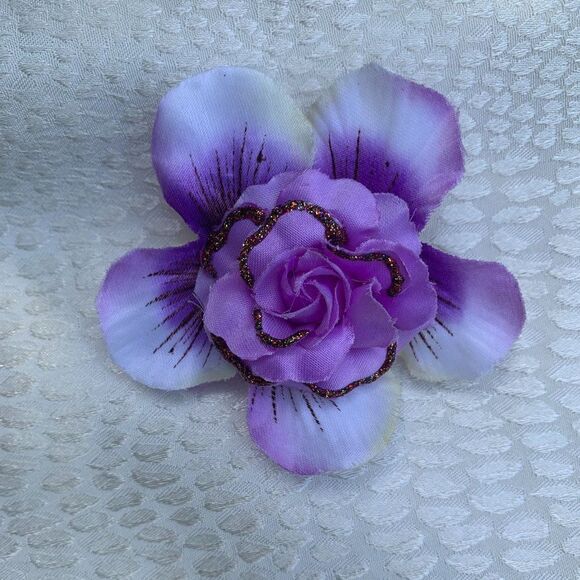 Hand Crafted FLOWER Floral HAIR CLIP Barrette - Picture 1 of 2